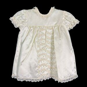 Baby Christening Dress Gown Madonna By Haddad Ivory Satin Wedding Vintage 1970s